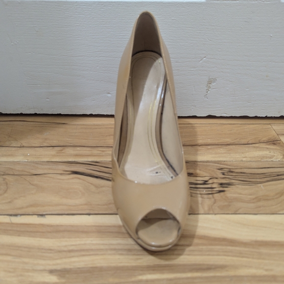 Chic Beige Peep-Toe Heels - Picture 2 of 7
